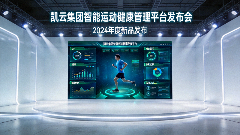 凯云集团智能运动健康管理平台发布会现场 - 大屏幕展示平台界面