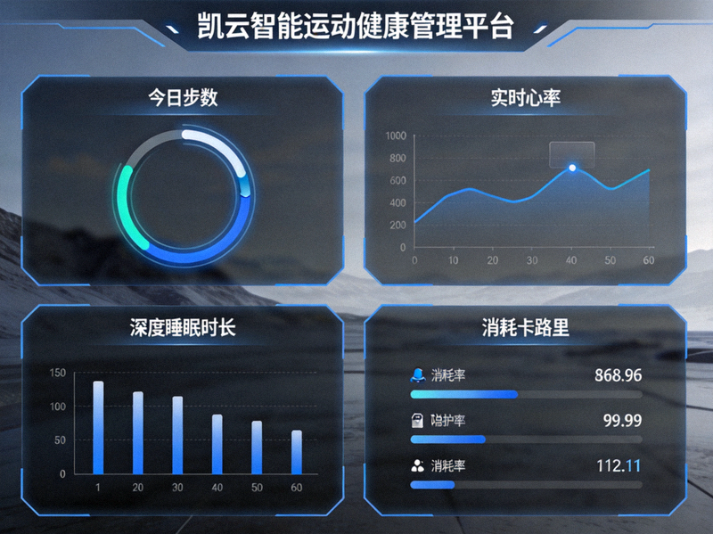 凯云智能运动健康管理平台主界面展示 - 数据仪表盘与健康指标可视化