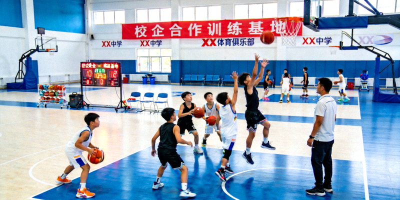 青少年在训练基地内进行篮球、游泳等多项运动训练的场景